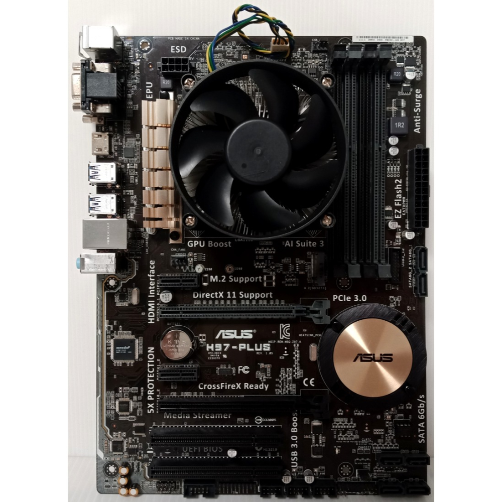 1150腳位 實體拍攝 ASUS H97-PLUS + E3-1231 V3 + 高效能散熱器/附檔板-細節圖2