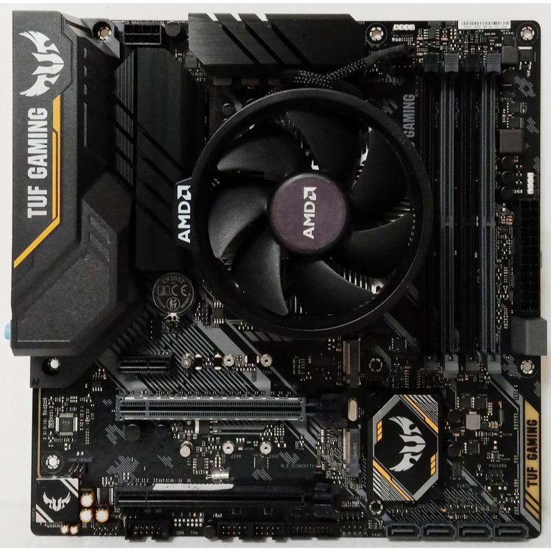 AM4腳位 實體拍攝 ASUS TUF B450M-PRO GAMING + R5-1600 + 銅柱散熱器/附檔板-細節圖2