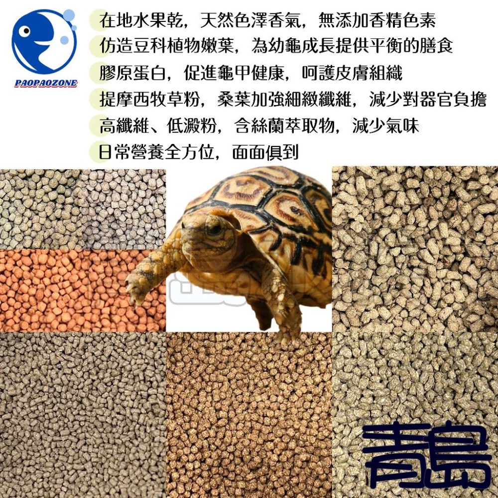 【青島水族】泡泡龍 五合一綜合龜糧 幼龜500g 陸龜飼料 全方位主食 天然水果 營養成長15公分以下幼體-細節圖2