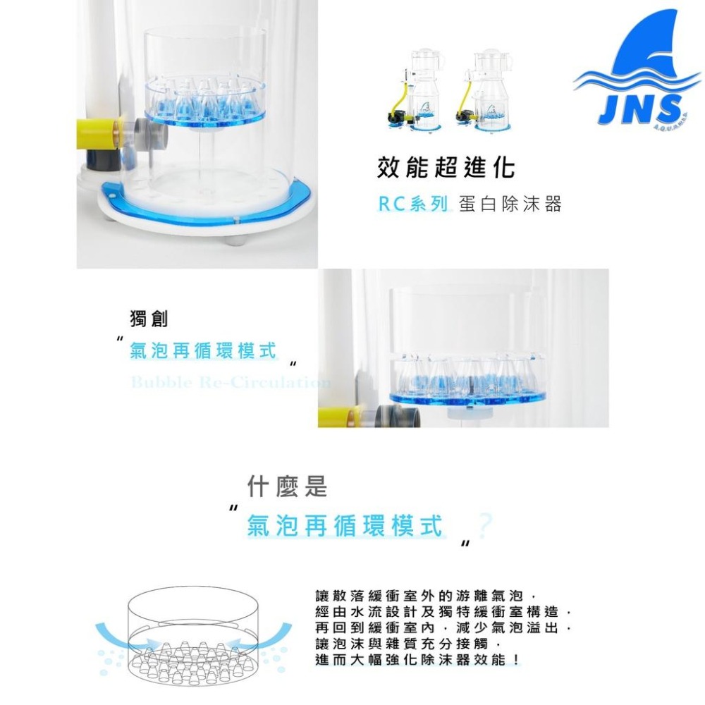 【青島水族】台灣 JNS = RC-2 = ConeS RC系列 刷型針葉蛋白除沫器 除抹器 (內置型) 蛋白機-細節圖2