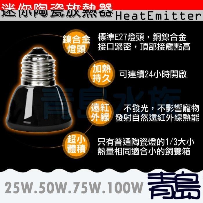 【青島水族】遠紅外線 加熱燈泡 迷你型 25W 50W 75W 100W 陶瓷燈泡 保溫加溫取暖 不發光 爬蟲 烏龜 鸚-細節圖6