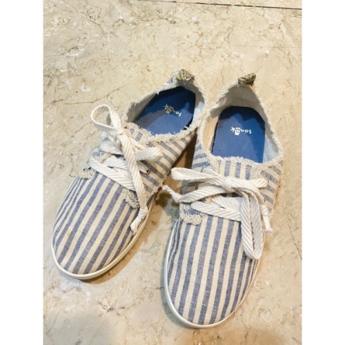 Sanuk | 藍白條紋抽鬚懶人鞋 女休閒鞋