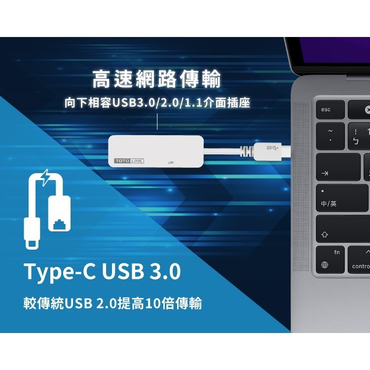 TOTOLINK C1000 USB Type-C 轉RJ45 Gigabit 網路卡-細節圖3