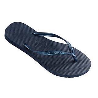 HAVAIANAS 窈窕系列 Slim 素色珠光細鞋帶人字拖.海軍藍『夢工場Cristal』-細節圖2