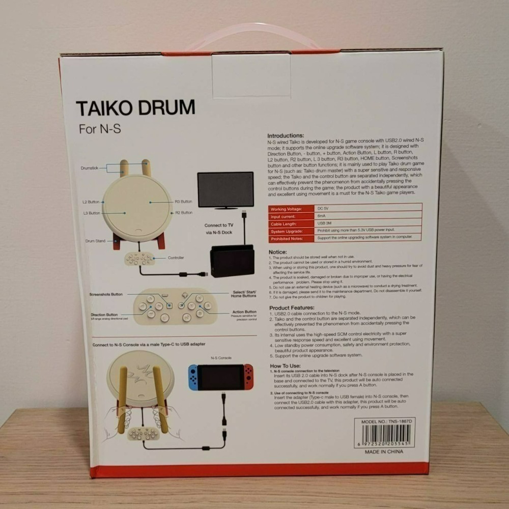 【數位公道伯】 DOBE 太鼓達人 SWITCH 專用太鼓 TAIKO DRUM 全新品-細節圖2