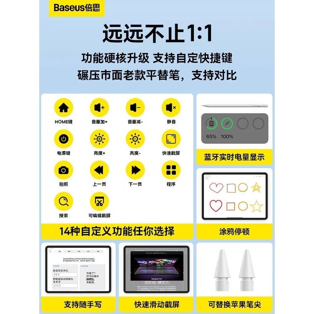 【數位公道伯】 倍思 Baseus 防誤觸iPad電容筆 apple pencil 主動式蘋果平板觸控筆-細節圖7