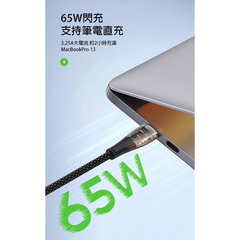 ~愛思摩比~DUZZONA A6 Type-C to C 編織充電線(PD65W)(1M) 充電線 傳輸線-細節圖4