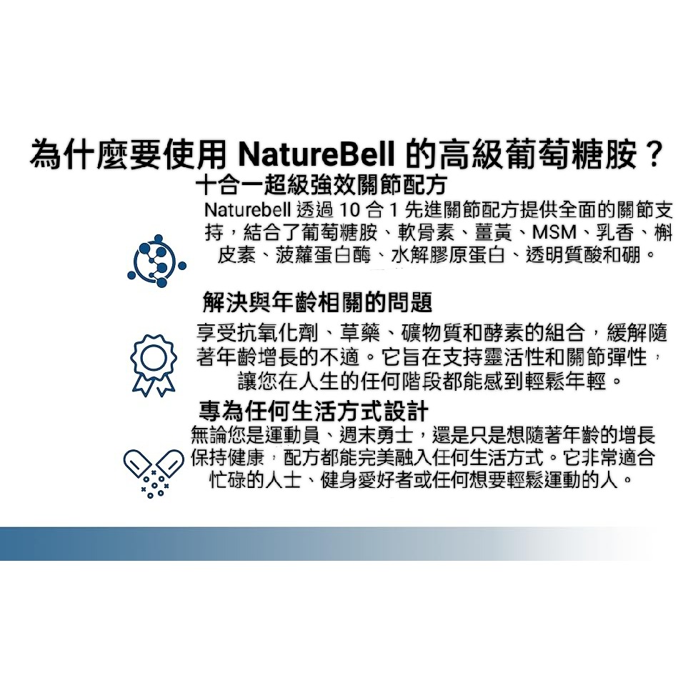美國自然鐘NatureBell 👍Msm複合葡萄糖胺軟骨素240粒🤘🤘 關節支持複合物 - 含透明質酸、膠原蛋白、-細節圖4