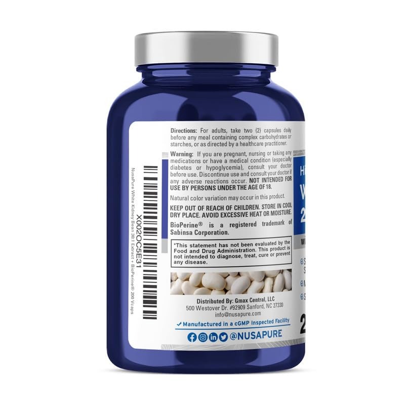 美國 Nusapure 最大強度 高吸收率 白腎豆萃取物24000mg200顆素食膠囊非基改無麩質-細節圖3