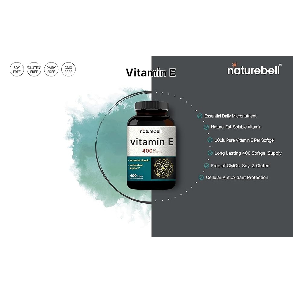 美國自然鐘NatureBell 400iu維生素E 400粒軟膠囊非基改-細節圖3