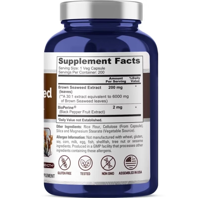美國NusaPure 褐藻糖膠 褐藻提取物 6000mg 200顆 素食膠囊(100%素食、非轉基因、不含麩質)-細節圖2