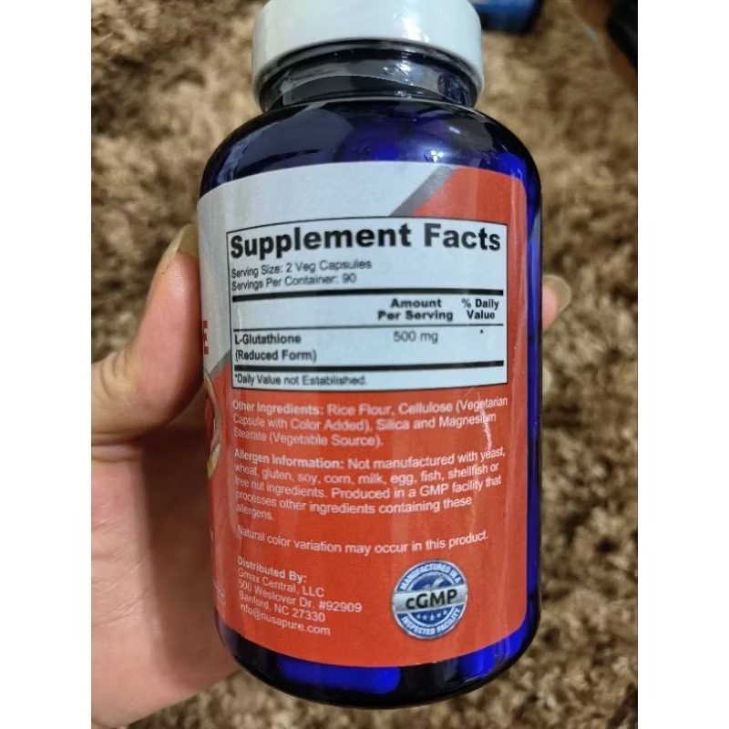 美國 NusaPure  Reduced Glutathione 還原型穀胱甘肽500毫克 180粒(90天) 素食膠囊-細節圖2