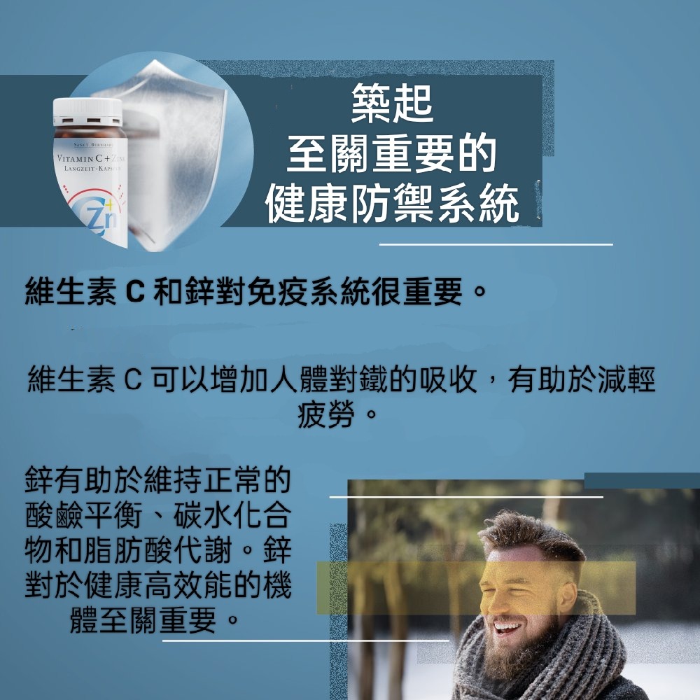 🇩🇪德國百年草本聖伯納德Sanct Bernhard 維生素C+鋅長效緩慢釋放膠囊 膠囊 180粒半年用量-細節圖4