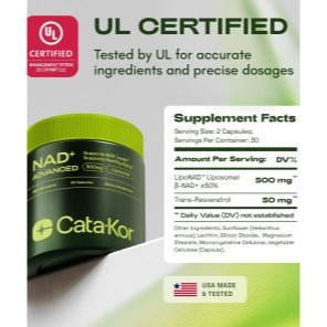 美國Cata-Kor卡塔科爾脂質體NAD+補充劑含白藜蘆醇(NMN替代品)經第三方檢測60顆-細節圖2