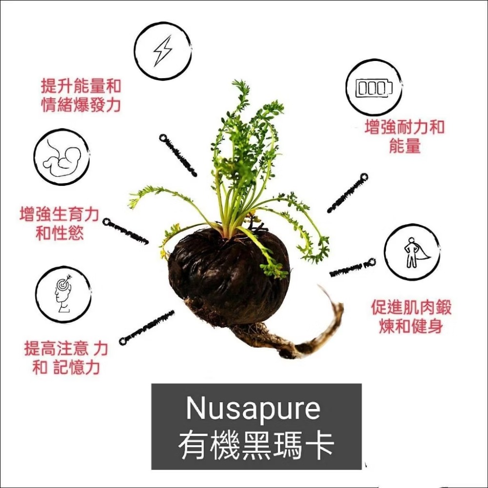 美國 Nusapure 最大強度,來自秘魯的瑪卡根提取物高濃度黑37,500mg200顆素食膠囊-細節圖6