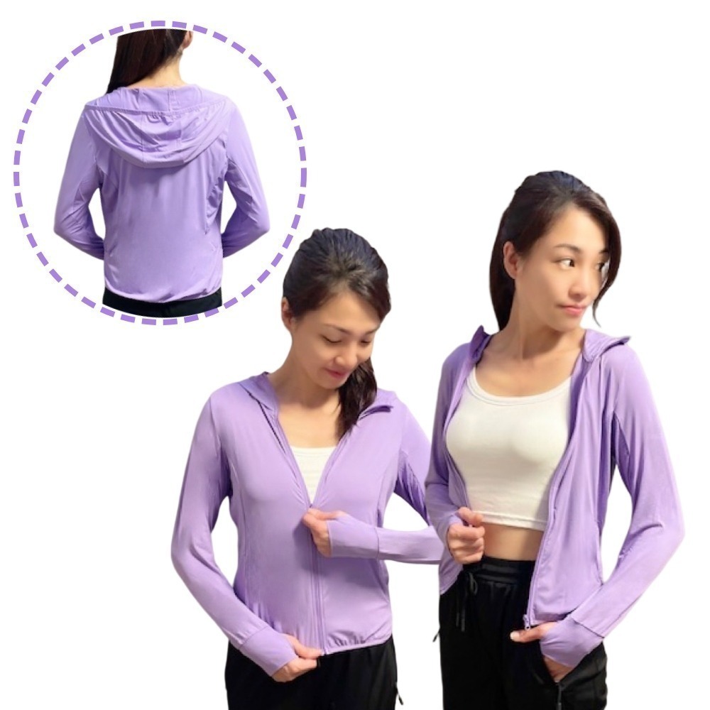 【A&R】冰絲透氣絲滑抗UV連帽防曬外套 女款 六色任選(M-3XL YKK 輕盈 遮陽 速乾 柔感 網孔 指洞 冰涼)-細節圖2