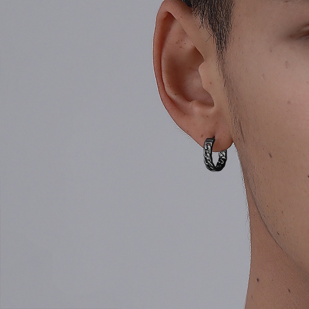 【A&R】韓版s925純銀鎖鏈耳扣款耳環 單入 二色任選(男女款 抗過敏 個性 情人節 生日禮物)-細節圖2