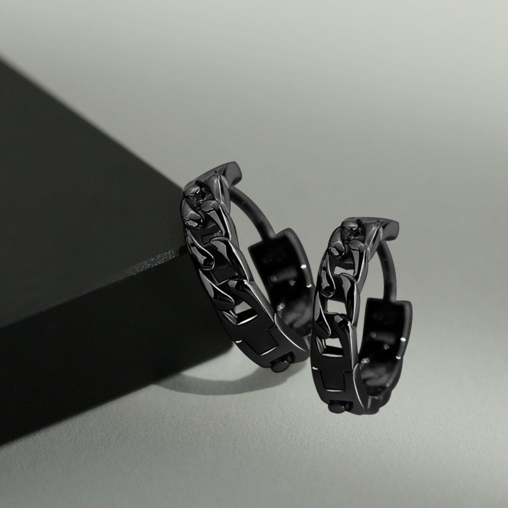 【A&R】韓版s925純銀鎖鏈耳扣款耳環 單入 二色任選(男女款 抗過敏 個性 情人節 生日禮物)-細節圖4