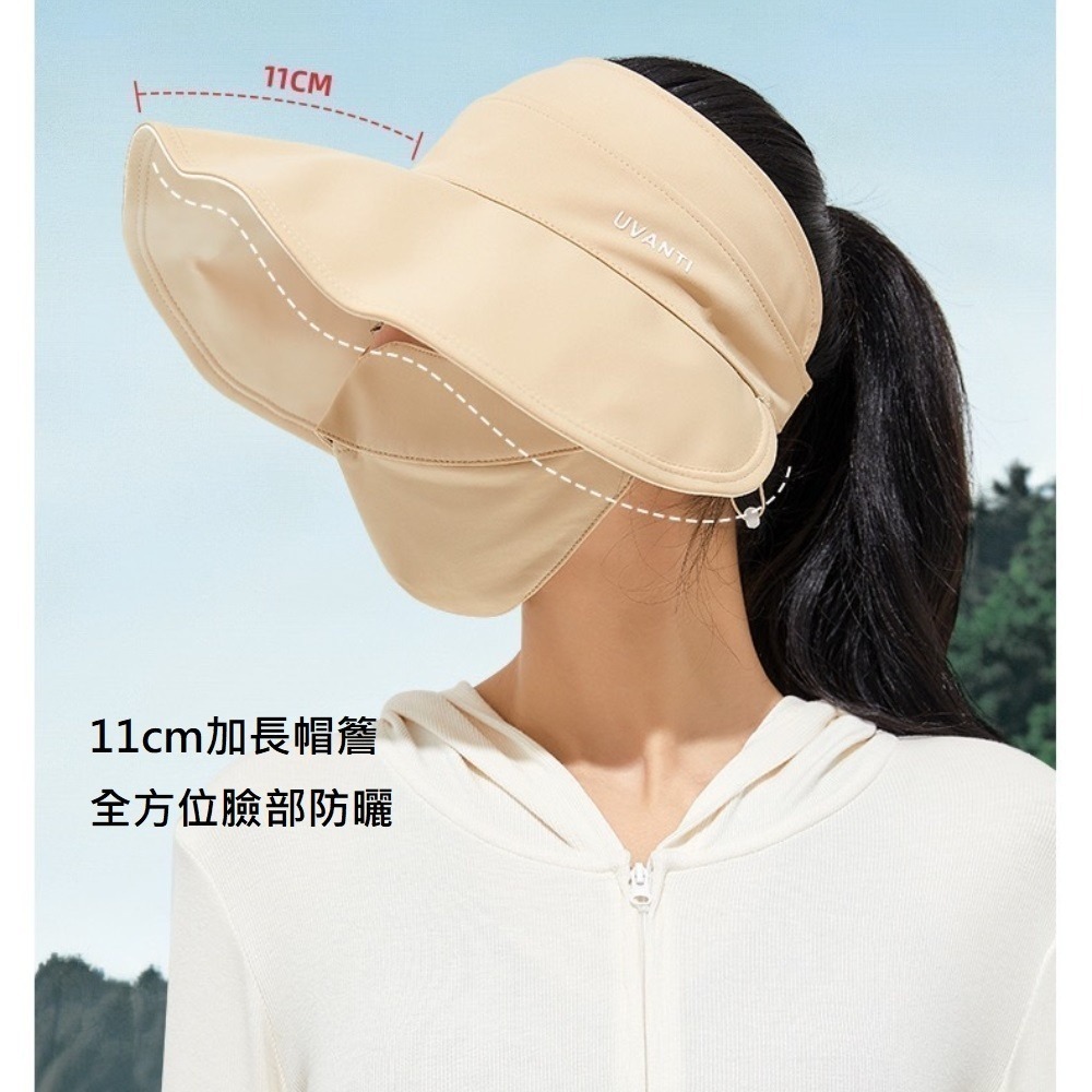 【A&R】夏季亮眼雙面速乾空頂遮陽防曬帽 UPF50+ 多色任選(大帽簷 可紮馬尾 防潑水 露營 登山 高爾夫球帽)-細節圖4