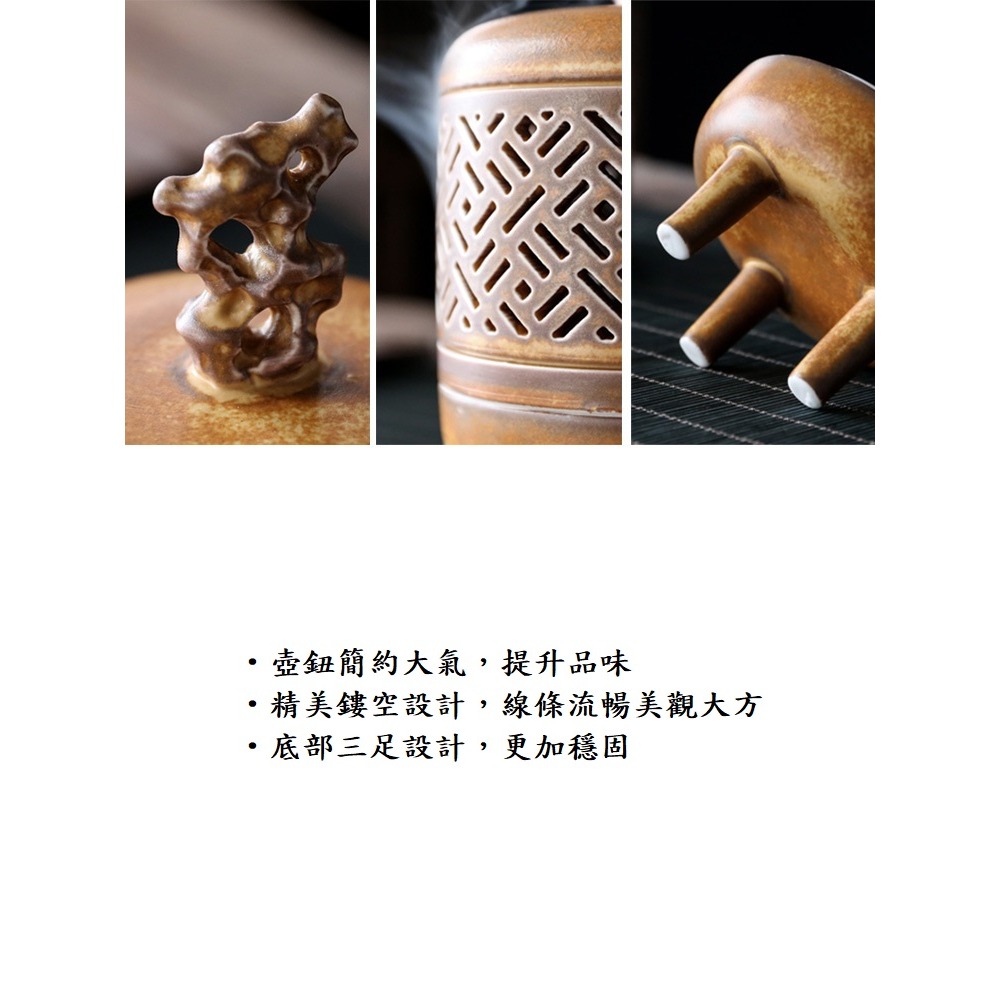 【A&R】陶瓷中式古風禪意香薰爐 淨塵香爐(居家 臥室 品茶用香 祈神禮佛 養身禪坐 鏤空陶瓷)-細節圖5