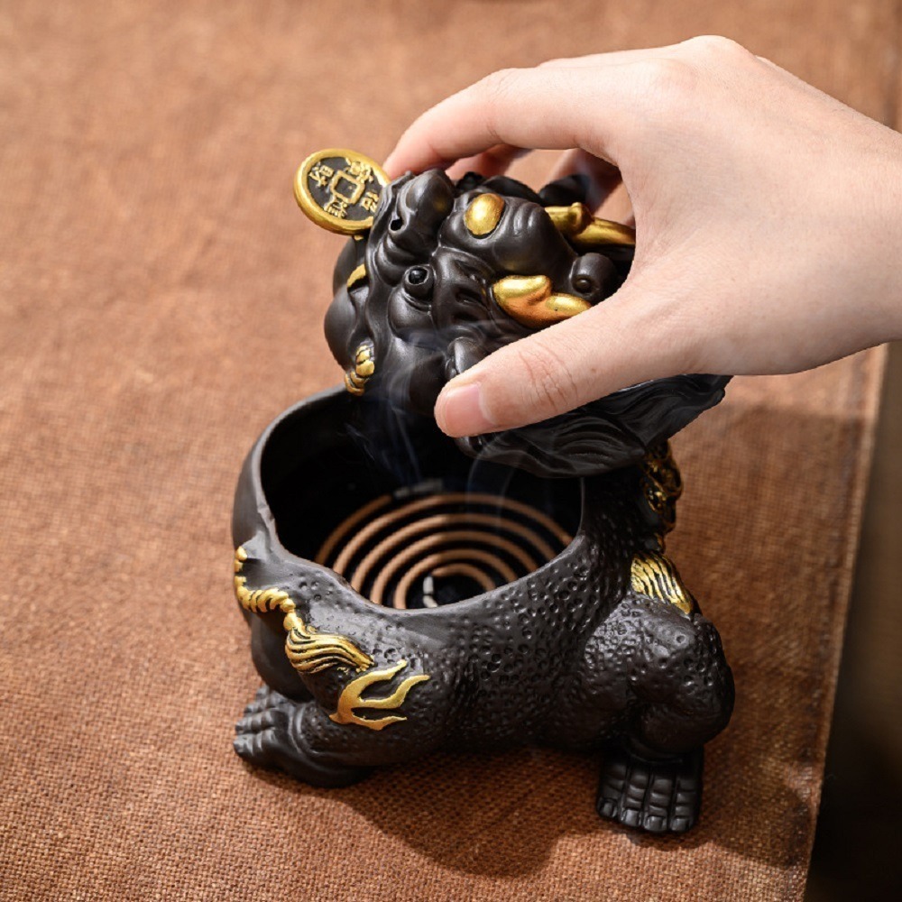 【A&R】紫砂招財蟾蜍盤香爐(招財擺飾 居家用香 臥室用香 品茶用香 養身禪坐 香爐)-細節圖2