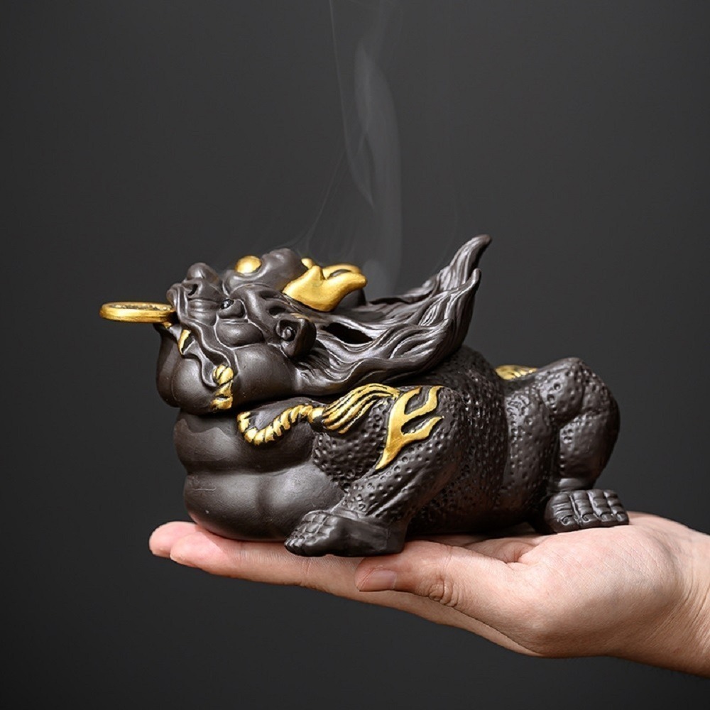 【A&R】紫砂招財蟾蜍盤香爐(招財擺飾 居家用香 臥室用香 品茶用香 養身禪坐 香爐)-細節圖3