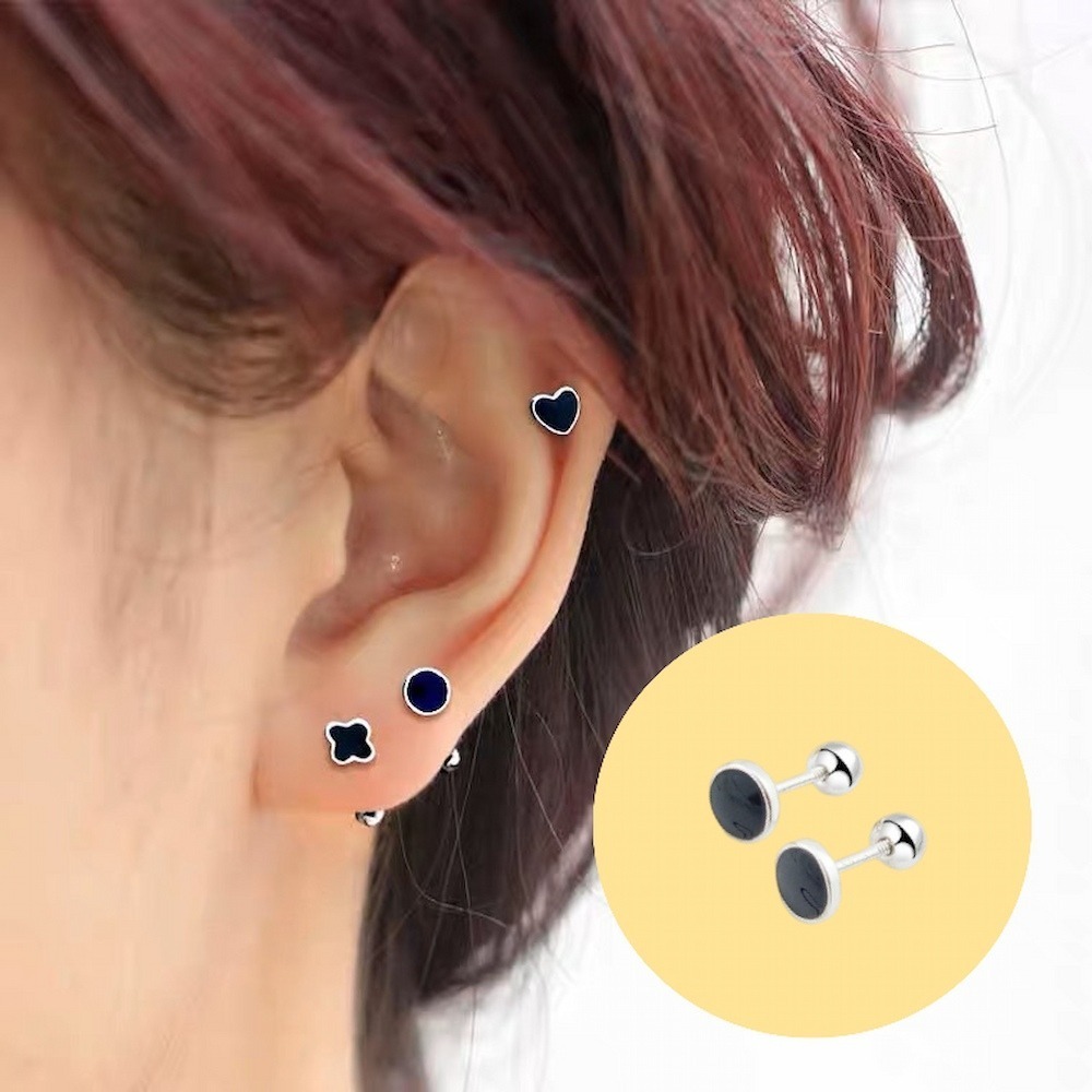 【A&R】韓版s925純銀迷你幾何圓形款轉珠耳環 兩色任選(抗過敏 鎖珠 螺絲耳扣 鎖式 情人節 生日禮物)-細節圖2