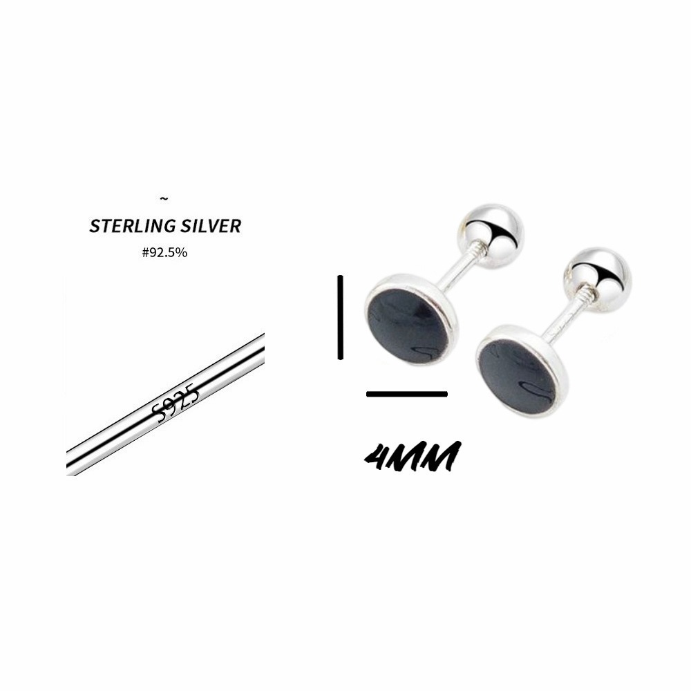 【A&R】韓版s925純銀迷你幾何圓形款轉珠耳環 兩色任選(抗過敏 鎖珠 螺絲耳扣 鎖式 情人節 生日禮物)-細節圖3