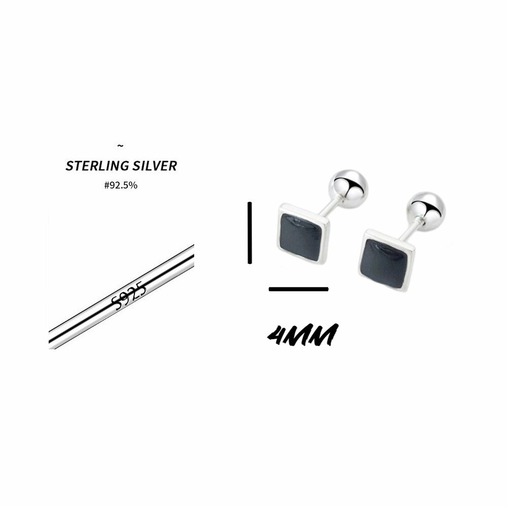 【A&R】韓版s925純銀迷你方形款轉珠耳環 兩色任選(抗過敏 鎖珠 螺絲耳扣 鎖式 情人節 生日禮物)-細節圖3