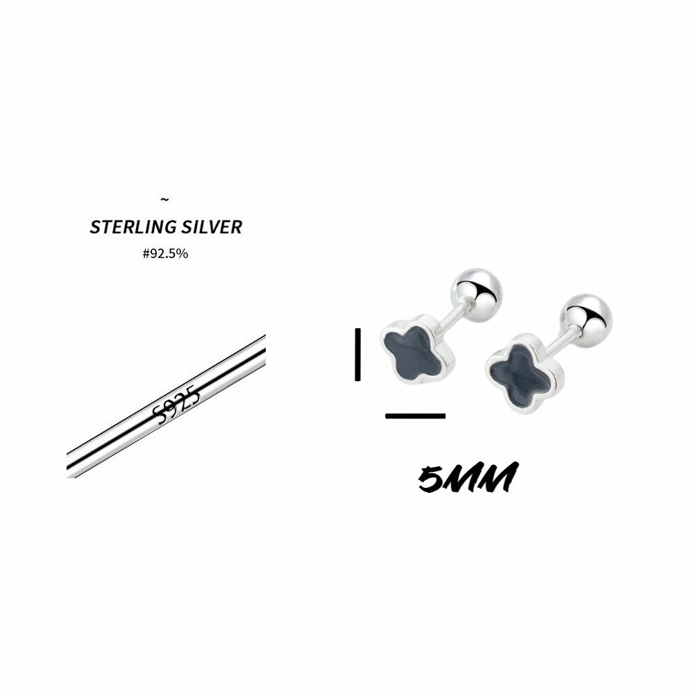 【A&R】韓版s925純銀迷你梅花款轉珠耳環 兩色任選(抗過敏 鎖珠 螺絲耳扣 鎖式 四葉草 幸運草 情人節禮物)-細節圖3