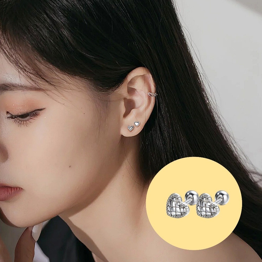 【A&R】韓風s999純銀愛你的心形款轉珠耳環 兩款任選(抗過敏 鎖珠 螺絲耳扣 鎖式 愛心 情人節 生日禮物)-細節圖2