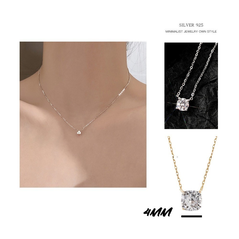 【A&R】s925純銀秀氣風14K金鋯石鎖骨項鏈 兩色任選(抗過敏 情人節 生日禮物)-細節圖3