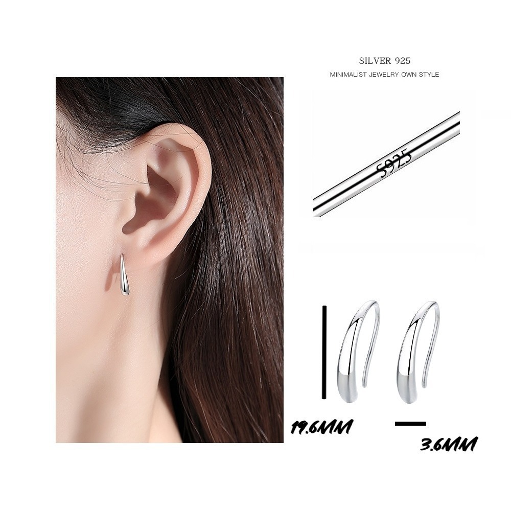 【A&R】S925純銀簡約水滴耳鉤耳環(抗過敏 高冷感 情人節 生日禮物 抗過敏 收納盒)-細節圖3