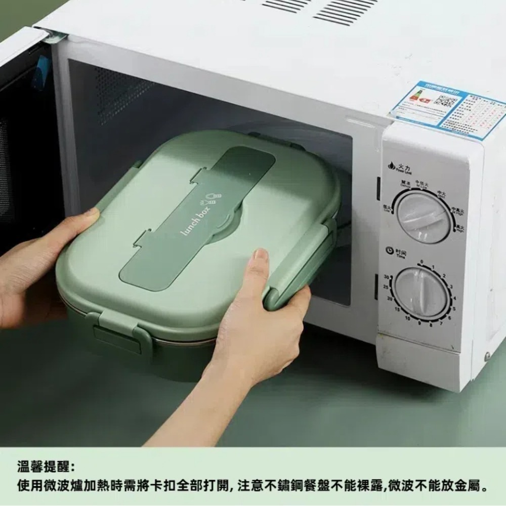 【A&R】馬卡色304不鏽鋼五格微波便當盒附湯碗+餐具 1500ML 三色任選(保溫 密封 防漏 減肥餐盒 環保)-細節圖3