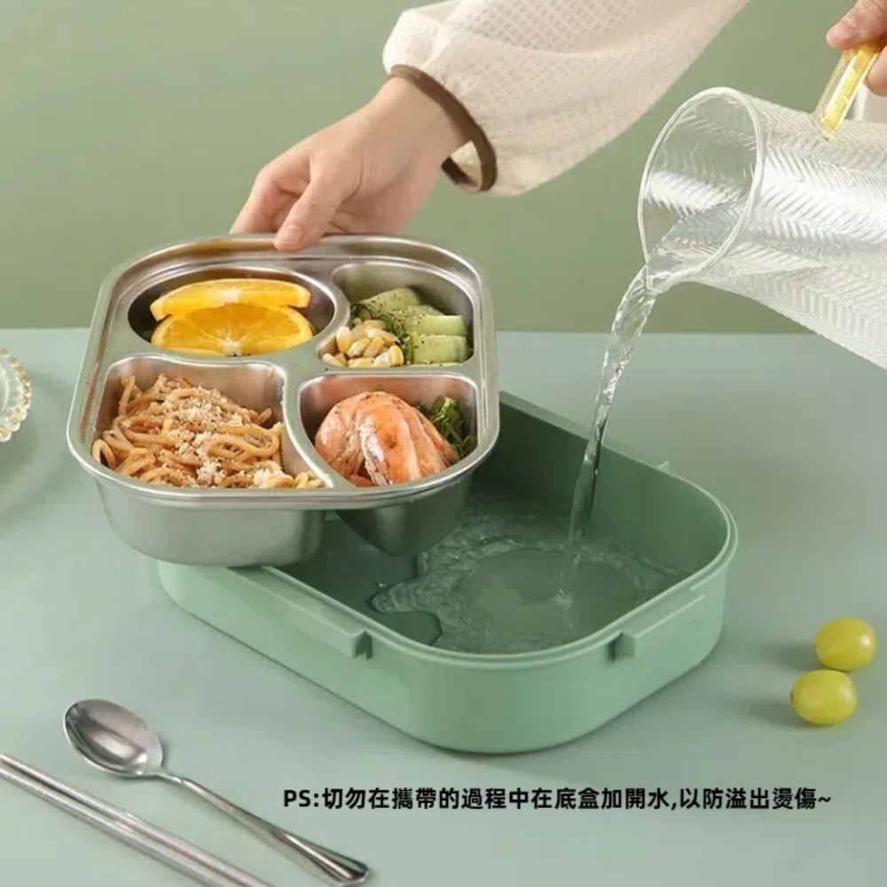 【A&R】馬卡色304不鏽鋼五格微波便當盒附湯碗+餐具 1500ML 三色任選(保溫 密封 防漏 減肥餐盒 環保)-細節圖4