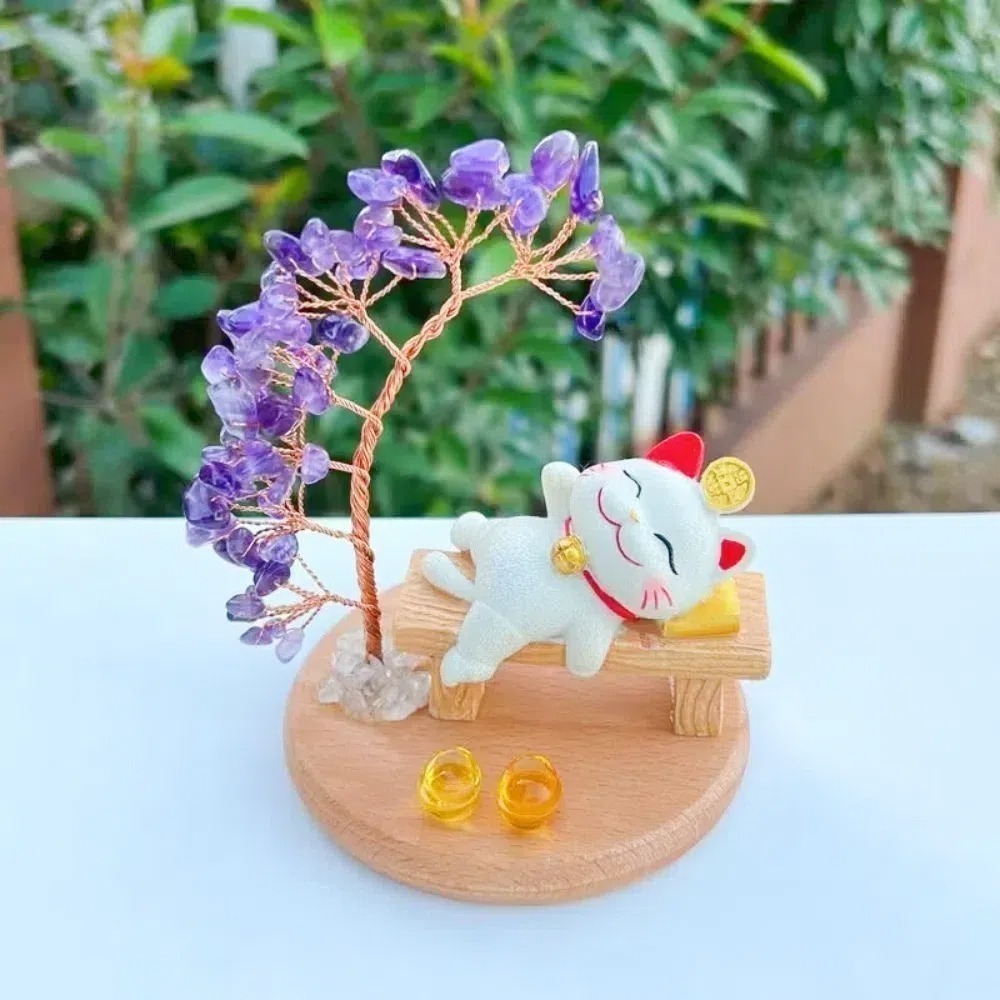 紫水晶貓貓躺著賺金金