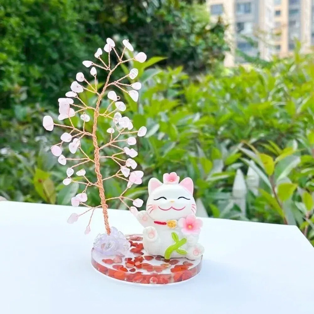 粉水晶貓貓賞花幸福喵