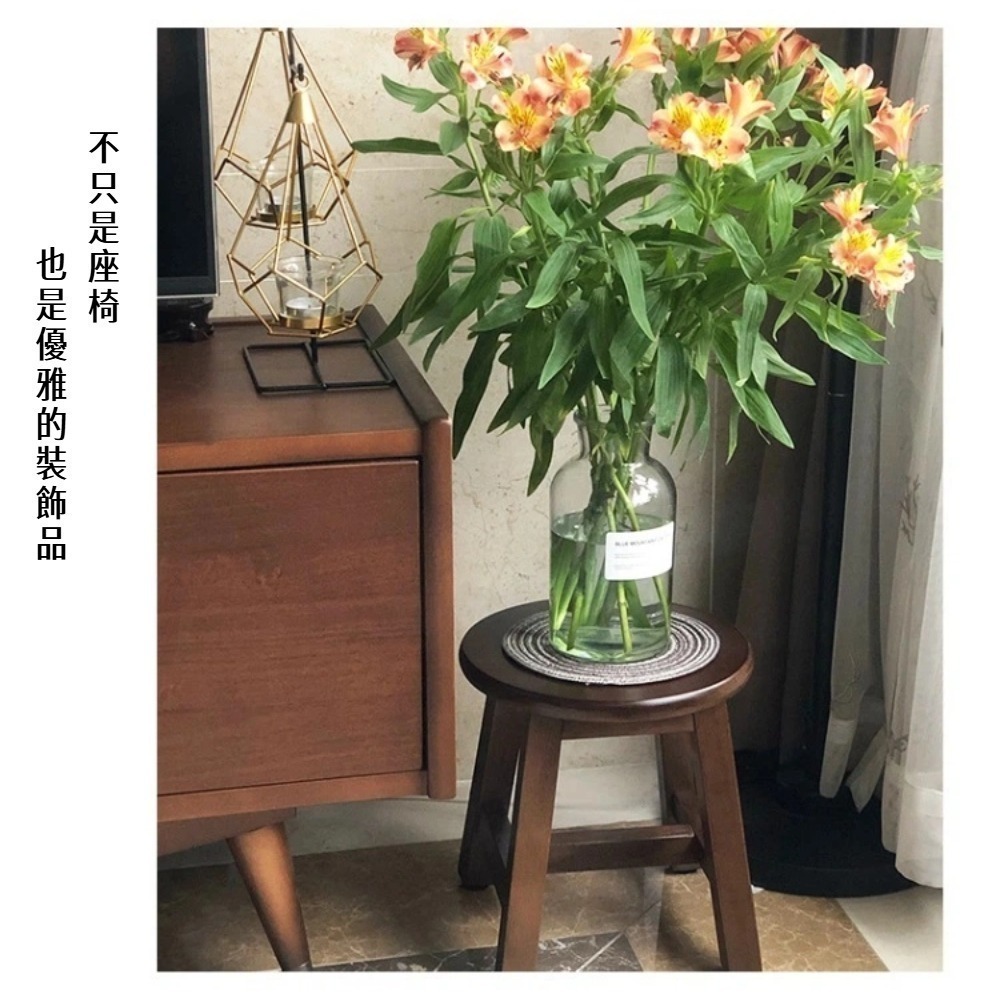 【A&R】歐風現代簡約實木矮板凳(圓凳 方凳 橡木 環保油漆 居家 承重力強)-細節圖2