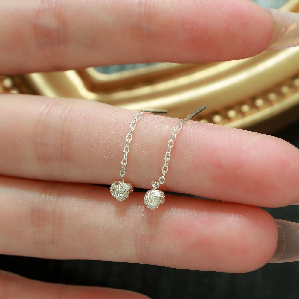 【A&R】S999純銀如意結流蘇耳線款耳環(抗過敏 毛線球 中國風 耳針 情人節 生日 禮物)-細節圖5