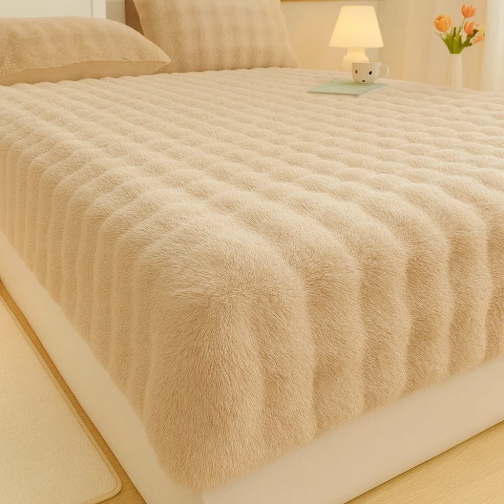 【A&R】三件組 北歐風柔軟親膚保暖泡泡絨床罩組 180x200cm (雙人加大 加厚 防靜電 可機洗 真空收納)-規格圖5