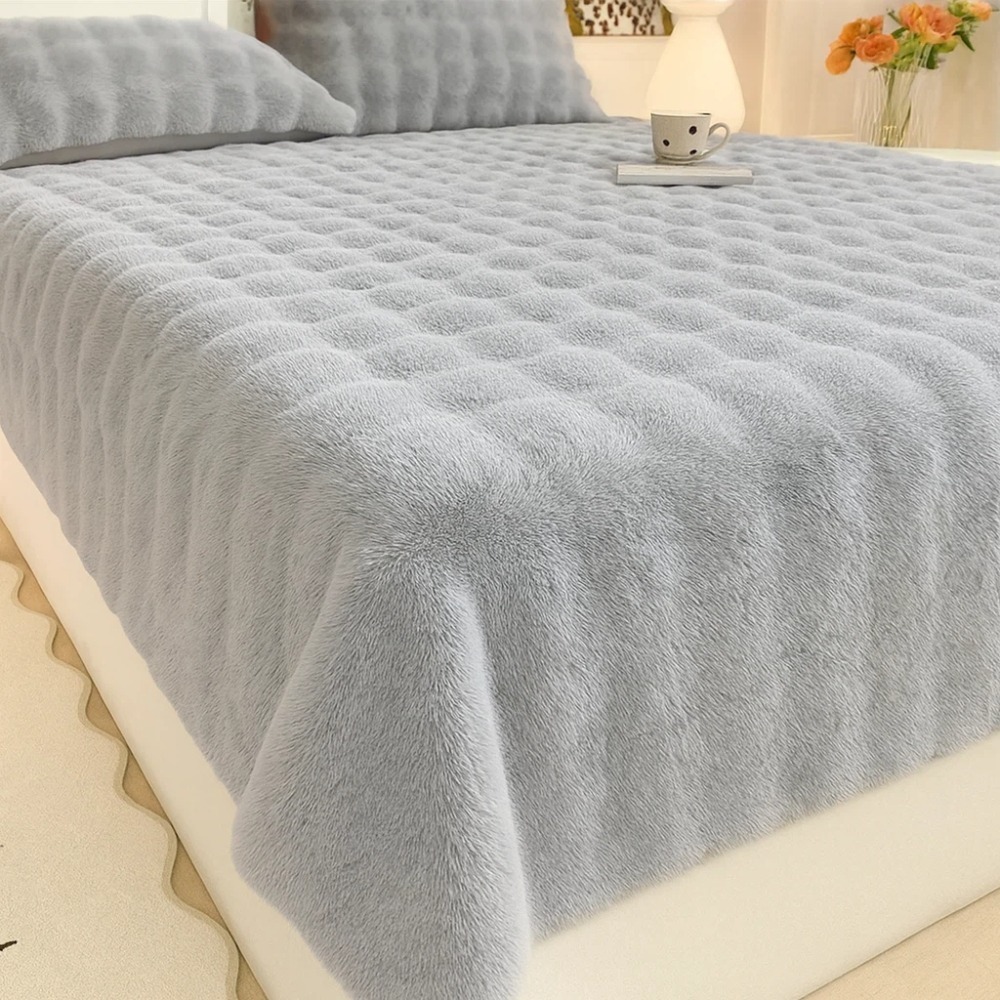 【A&R】三件組 北歐風柔軟親膚保暖泡泡絨床罩組 180x200cm (雙人加大 加厚 防靜電 可機洗 真空收納)-規格圖5