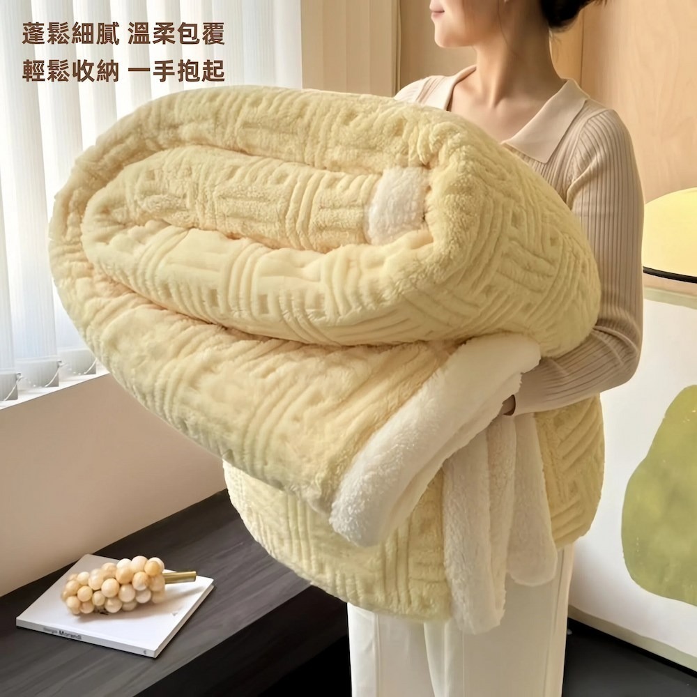 【A&R】柔暖雙面舒棉羊羔絨毯 緹花款 180×200cm(雙人加大 加厚保暖 透氣排濕 可水洗 學生宿舍 居家必備)-細節圖2