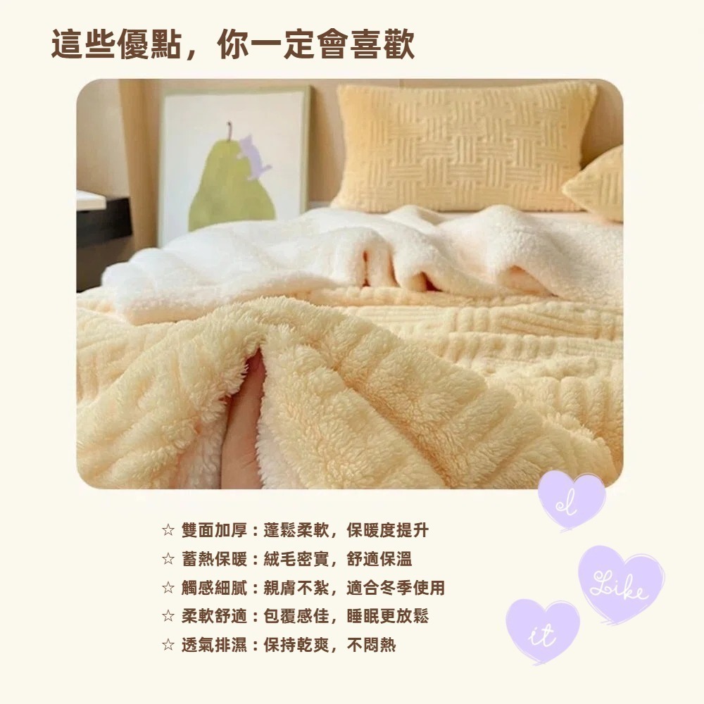 【A&R】柔暖雙面舒棉羊羔絨毯 緹花款 180×200cm(雙人加大 加厚保暖 透氣排濕 可水洗 學生宿舍 居家必備)-細節圖4