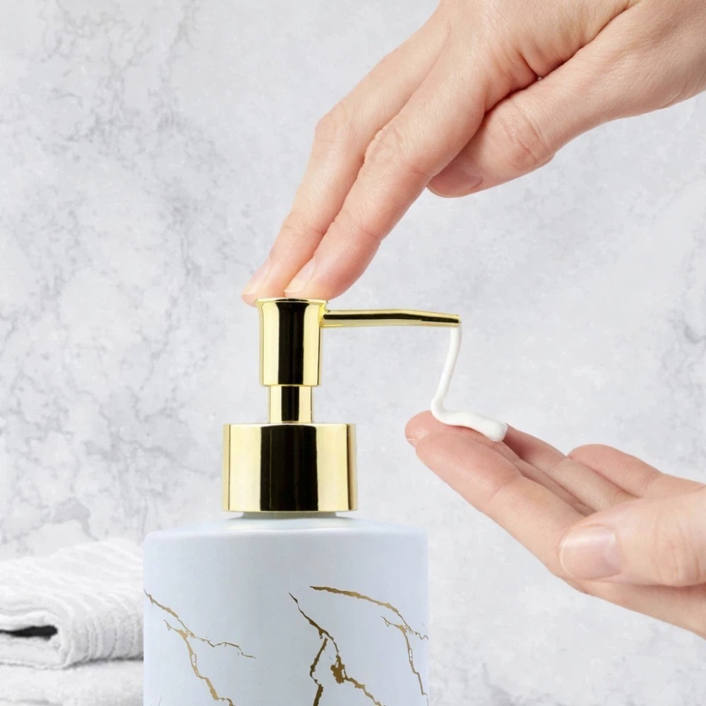 【A&R】北歐岩紋玻璃洗護按壓瓶 320ML 兩色任選 (輕奢風 洗手乳 洗髮精 沐浴乳 飯店分裝瓶)-細節圖3