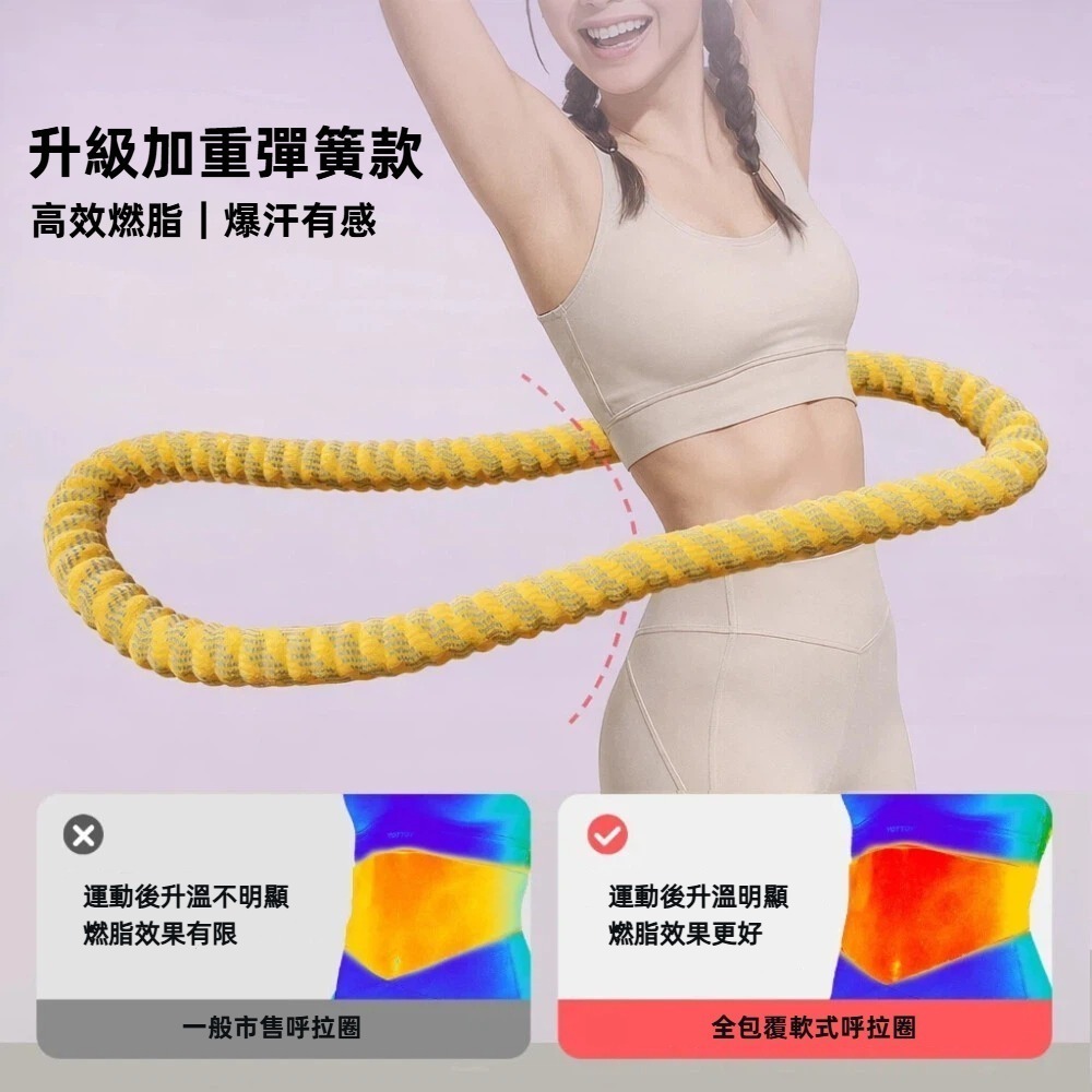 【A&R】全新升級多功能軟式健身呼拉圈 靜音彈簧款(塑腰燃脂 開肩美背 核心訓練 瑜珈健身 居家運動 易收納)-細節圖3
