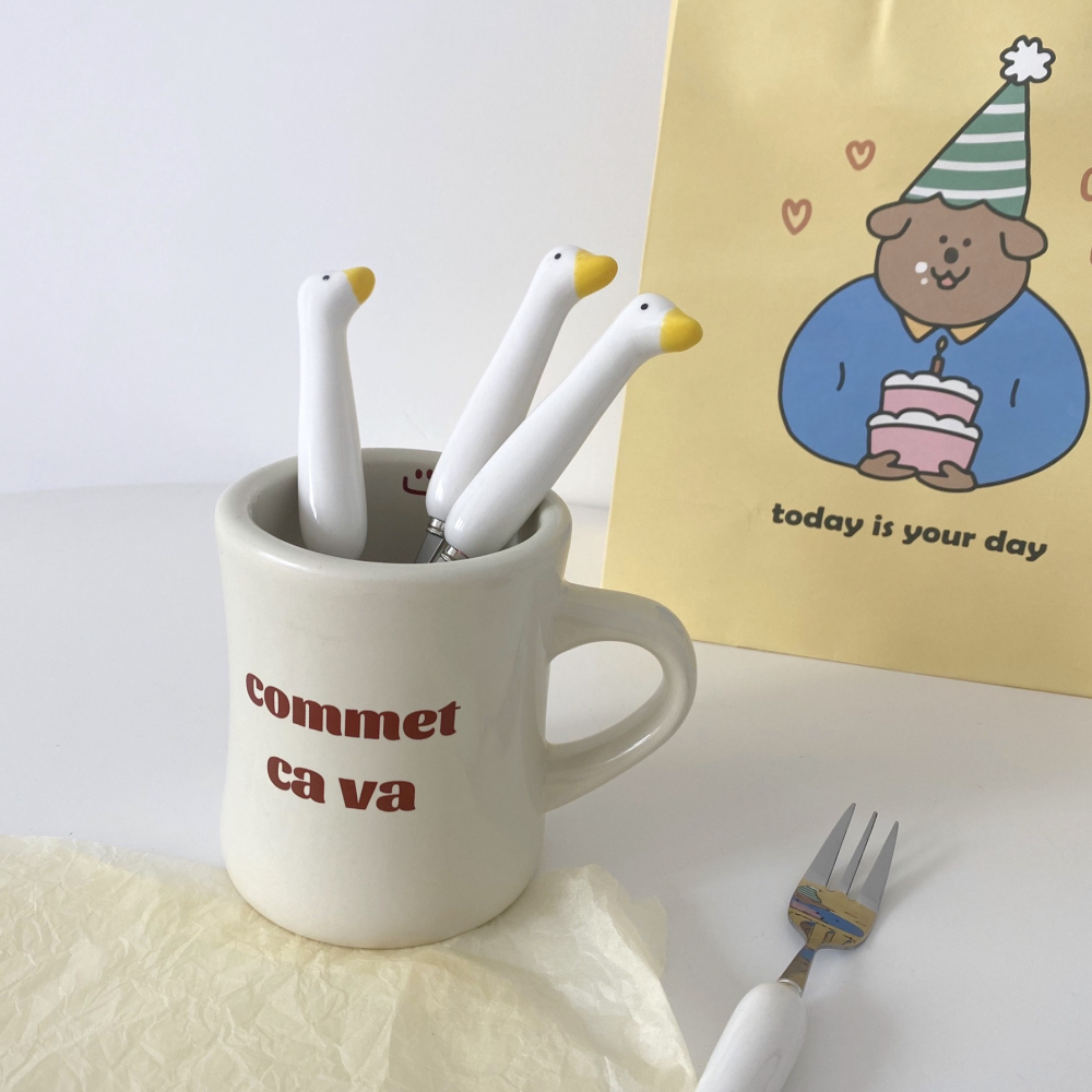 鴨子餐具 鴨鴨湯匙 304不鏽鋼 叉子 湯勺 攜帶餐具 現貨商品 隨身餐具 可愛餐具 外出餐具 卡通勺子環保餐具-細節圖3