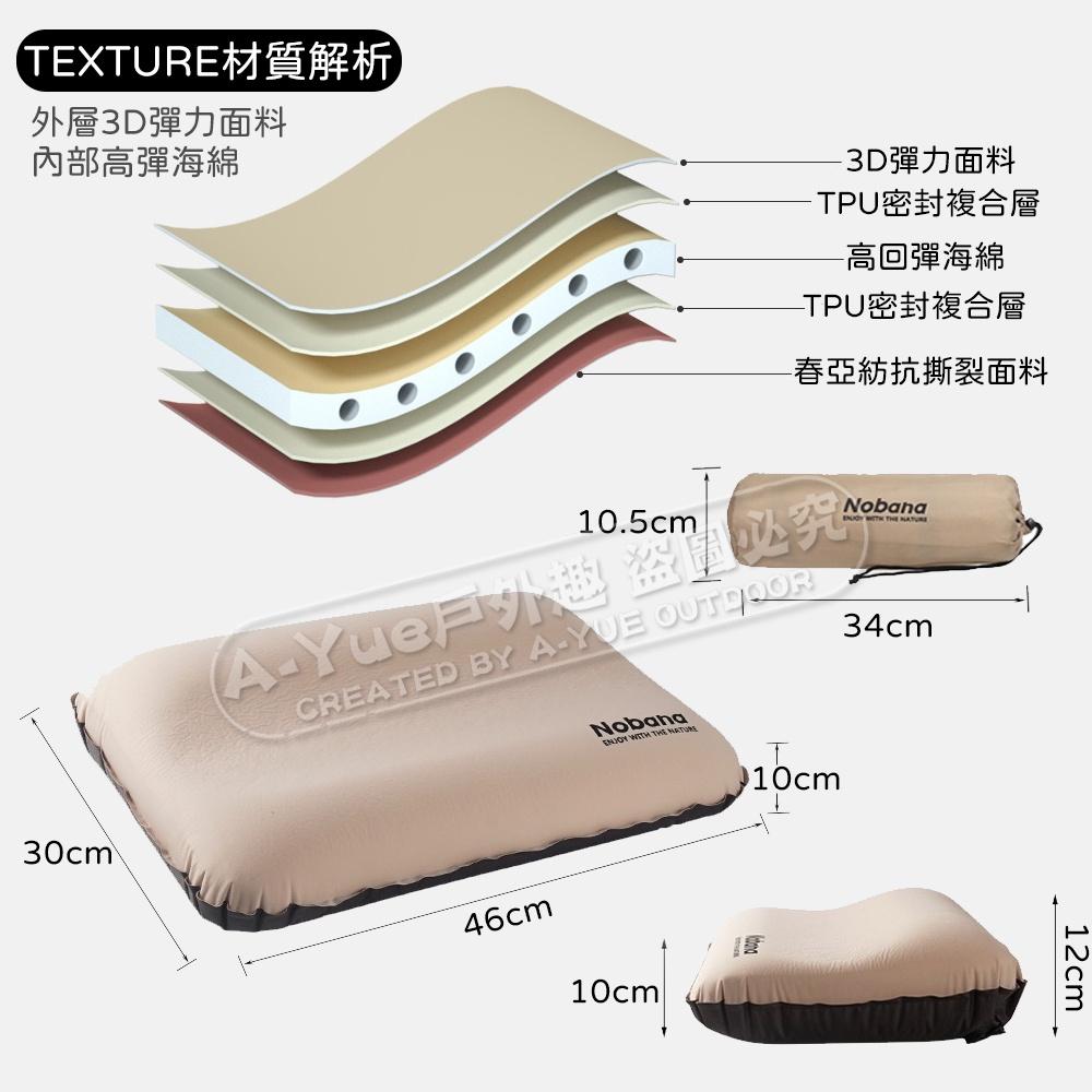 【A-Yue戶外趣】3D立體海綿 自動充氣枕 露營枕 旅行枕 靠枕 可收納枕頭 戶外寢具 辦公室午休枕頭 充氣枕頭 野營-細節圖3