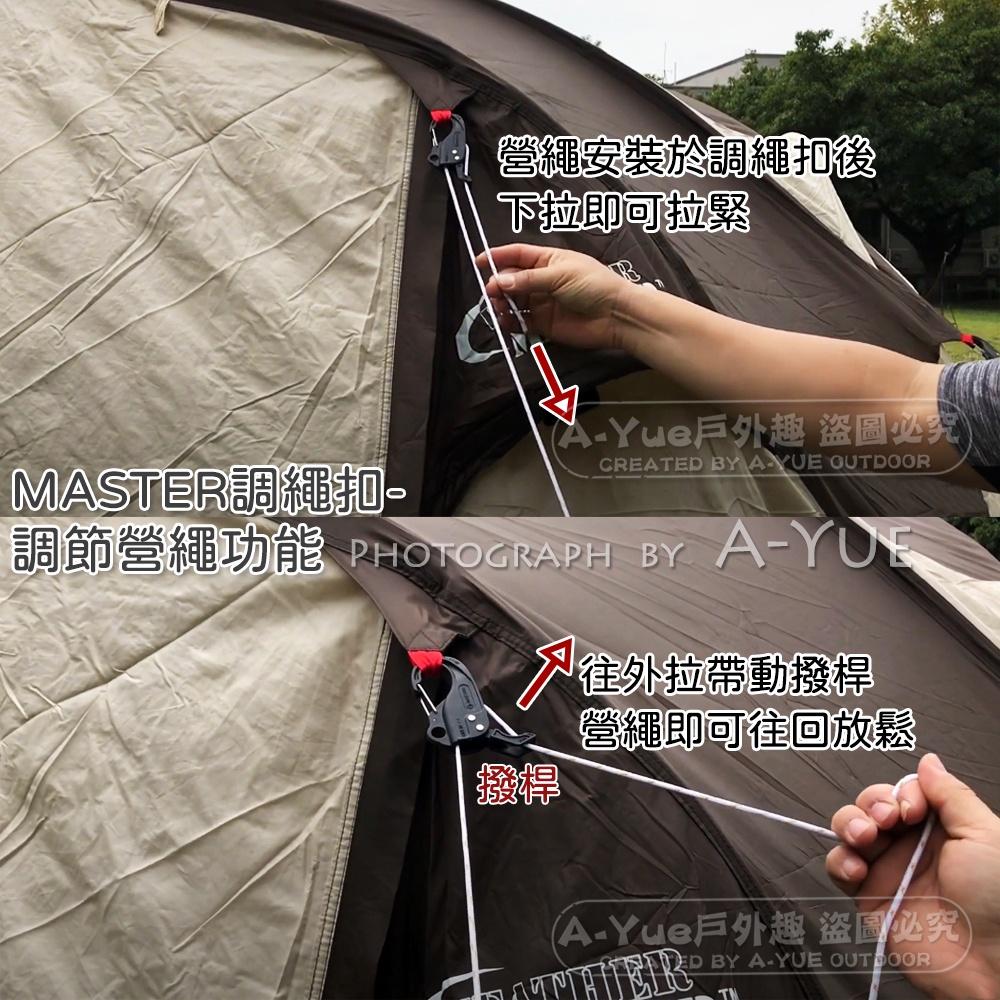 【A-Yue戶外趣】Master快速調繩扣 台灣製造 營繩鬆緊 營繩調節扣 天幕拉緊 調節片 搭天幕帳篷 防風扣 止滑扣-細節圖2