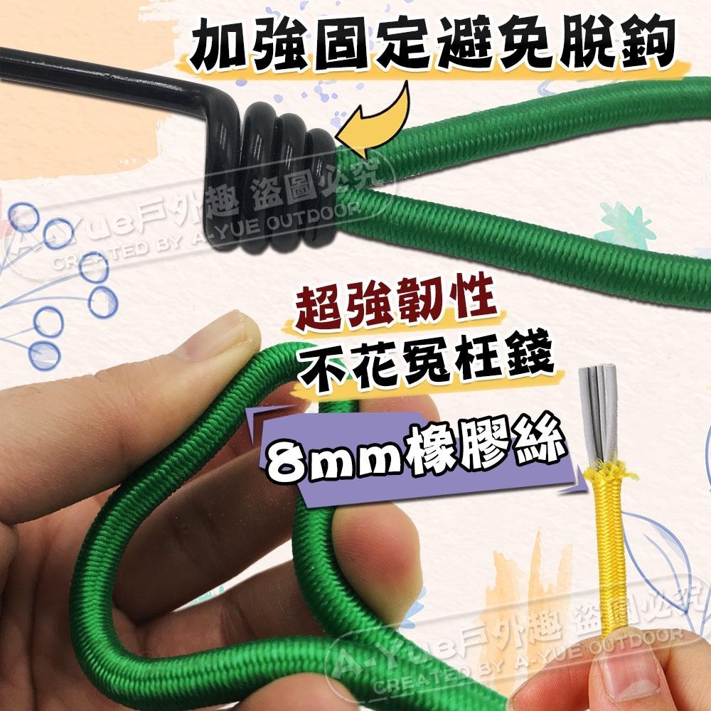 【A-Yue戶外趣】帳篷固定 鬆緊拉繩 彈力繩 鬆緊繩 帳篷拉繩 天幕 廳帳 炊事帳 露營野營 登山釣魚 多用途 掛鉤繩-細節圖4
