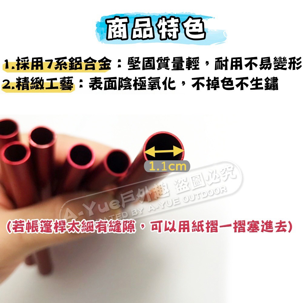 【A-Yue戶外趣】帳篷桿修補管 帳篷桿斷裂 斷桿接合 帳篷桿急救管 玻璃纖維桿套 適用8.5mm內 鋁合金修補套-細節圖3